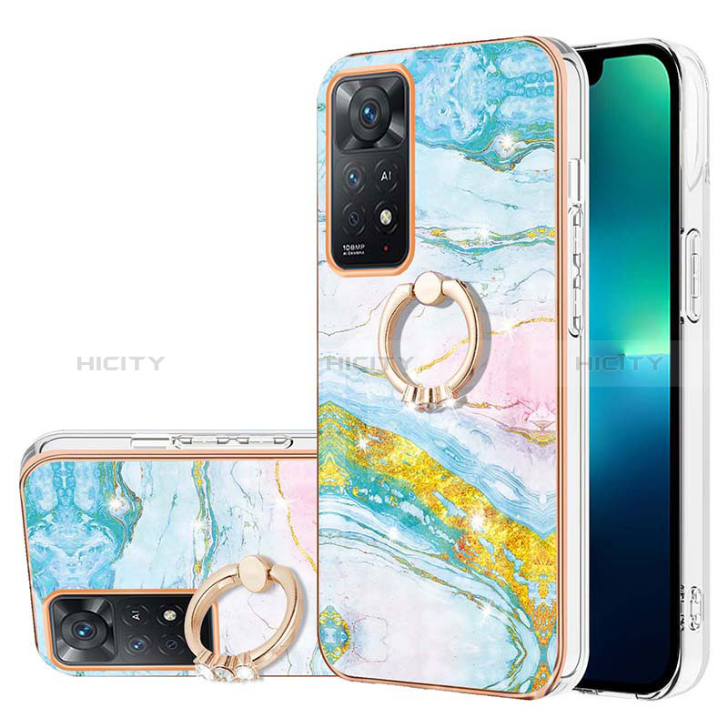 Coque Silicone Motif Fantaisie Souple Couleur Unie Etui Housse avec Support Bague Anneau Y05B pour Xiaomi Redmi Note 11 4G (2022) Colorful Plus