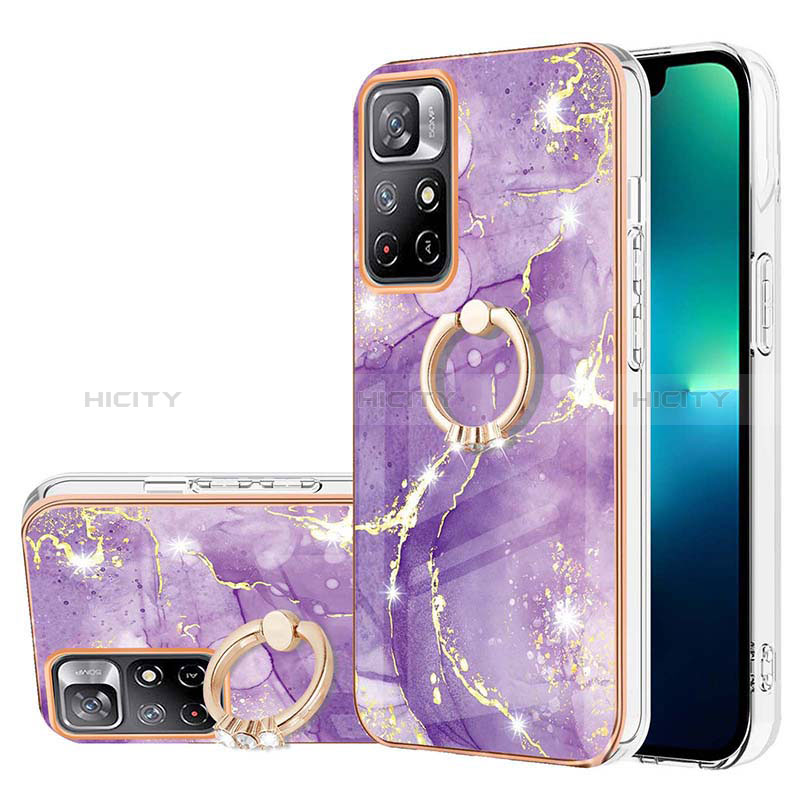 Coque Silicone Motif Fantaisie Souple Couleur Unie Etui Housse avec Support Bague Anneau Y05B pour Xiaomi Redmi Note 11 5G Plus