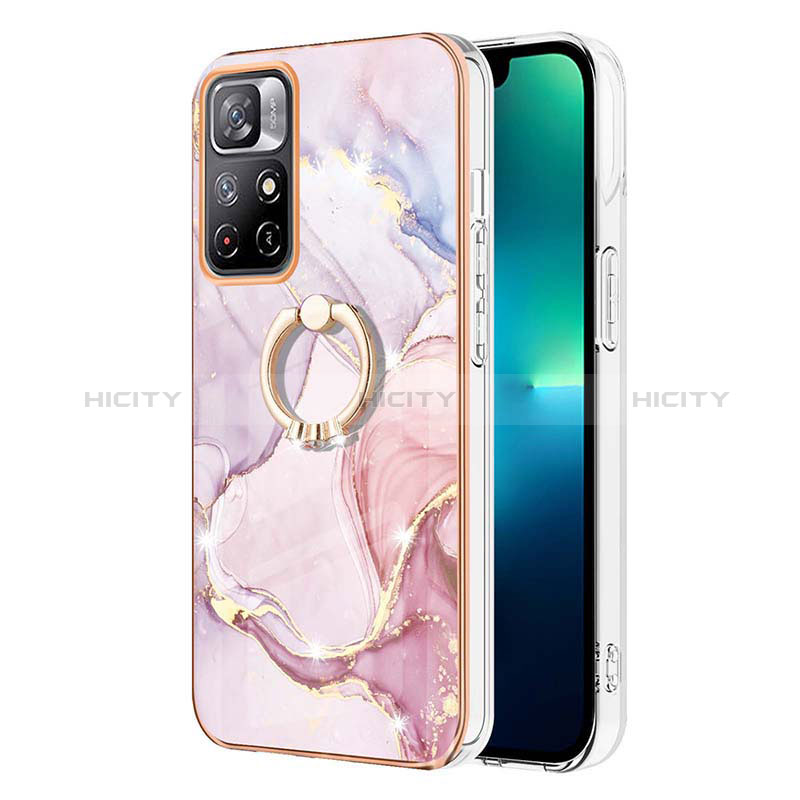 Coque Silicone Motif Fantaisie Souple Couleur Unie Etui Housse avec Support Bague Anneau Y05B pour Xiaomi Redmi Note 11 5G Plus