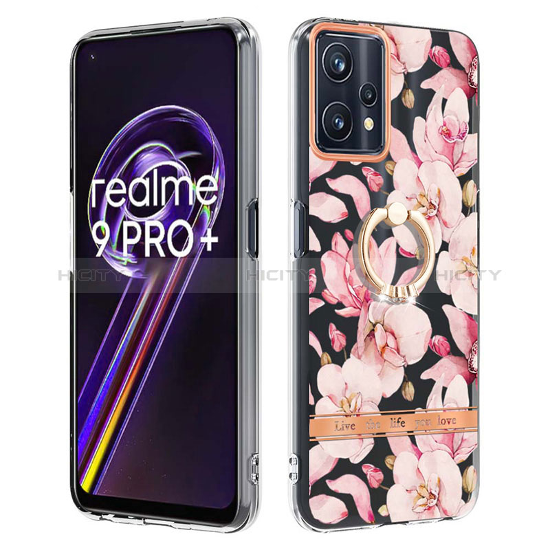 Coque Silicone Motif Fantaisie Souple Couleur Unie Etui Housse avec Support Bague Anneau Y06B pour Realme 9 4G Plus