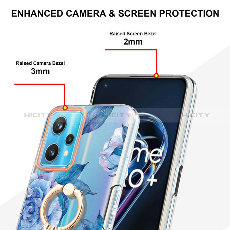 Coque Silicone Motif Fantaisie Souple Couleur Unie Etui Housse avec Support Bague Anneau Y06B pour Realme 9 Pro+ Plus 5G Plus