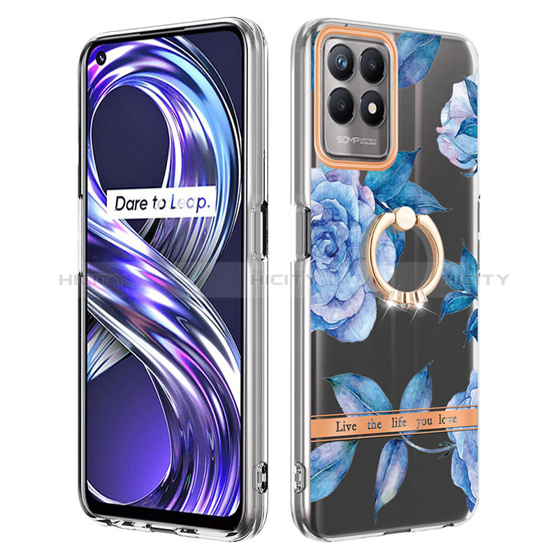 Coque Silicone Motif Fantaisie Souple Couleur Unie Etui Housse avec Support Bague Anneau Y06B pour Realme Narzo 50 4G Plus