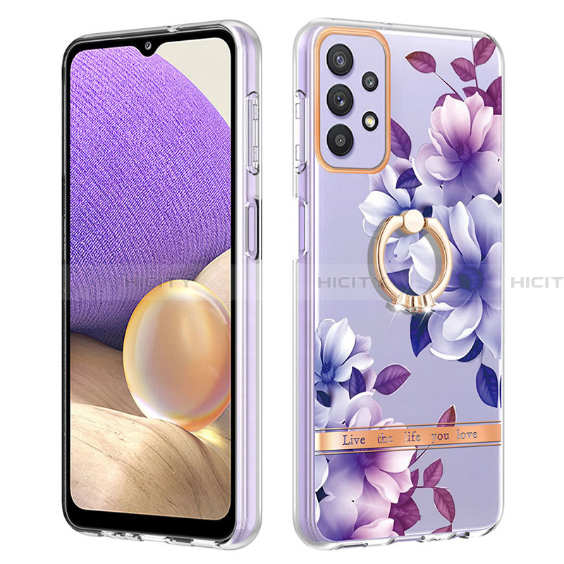 Coque Silicone Motif Fantaisie Souple Couleur Unie Etui Housse avec Support Bague Anneau Y06B pour Samsung Galaxy A13 4G Plus