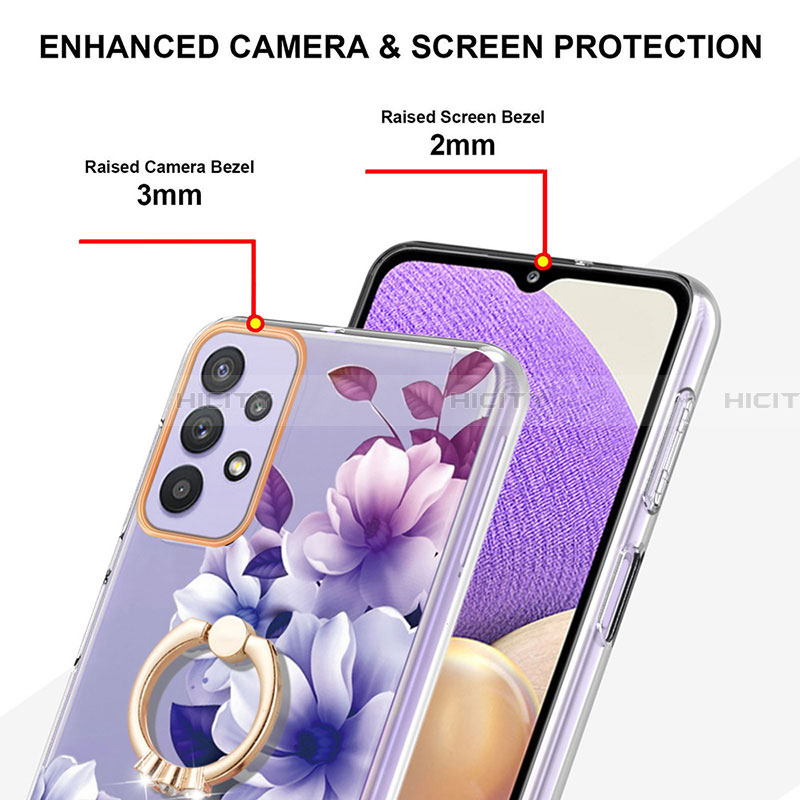 Coque Silicone Motif Fantaisie Souple Couleur Unie Etui Housse avec Support Bague Anneau Y06B pour Samsung Galaxy A13 4G Plus