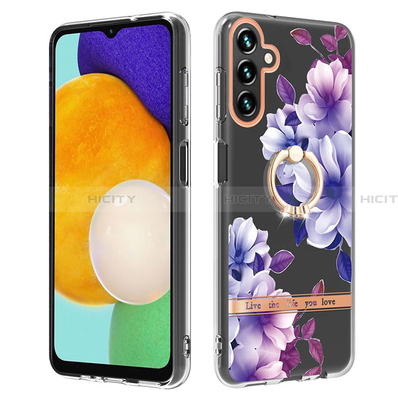 Coque Silicone Motif Fantaisie Souple Couleur Unie Etui Housse avec Support Bague Anneau Y06B pour Samsung Galaxy A13 5G Plus