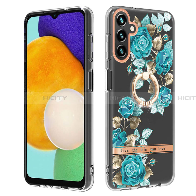 Coque Silicone Motif Fantaisie Souple Couleur Unie Etui Housse avec Support Bague Anneau Y06B pour Samsung Galaxy A13 5G Plus