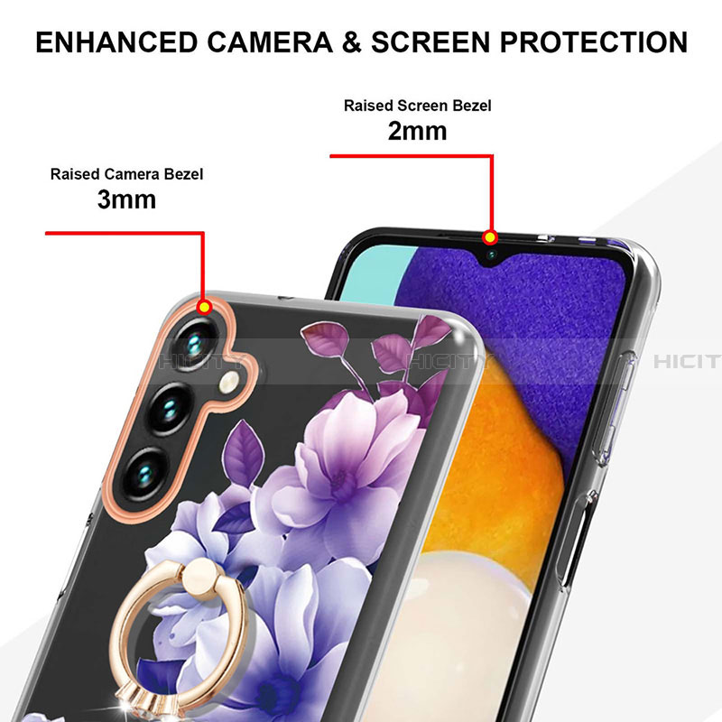 Coque Silicone Motif Fantaisie Souple Couleur Unie Etui Housse avec Support Bague Anneau Y06B pour Samsung Galaxy A13 5G Plus