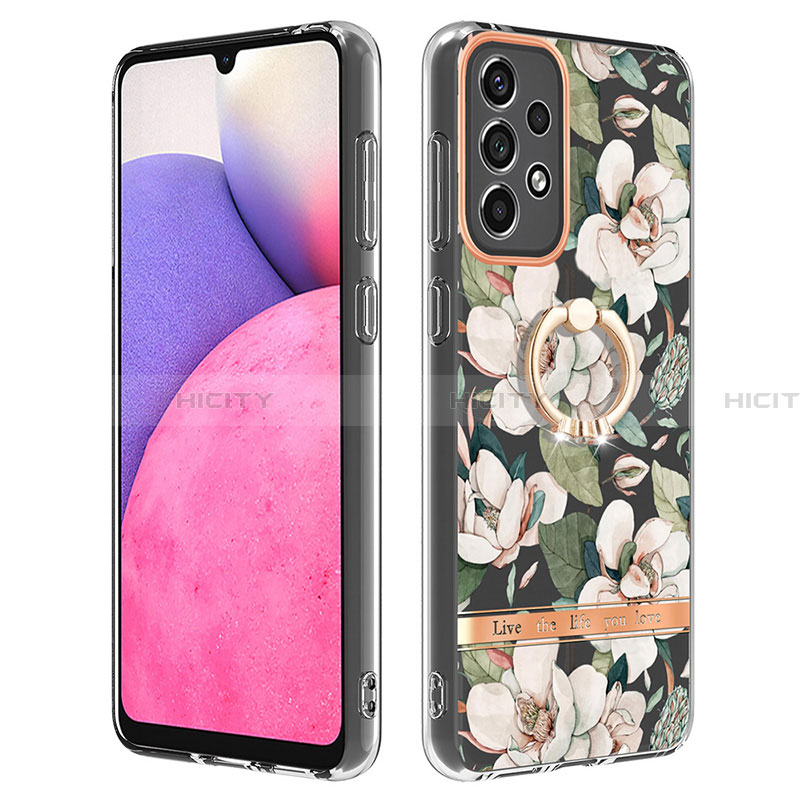 Coque Silicone Motif Fantaisie Souple Couleur Unie Etui Housse avec Support Bague Anneau Y06B pour Samsung Galaxy A33 5G Blanc Plus