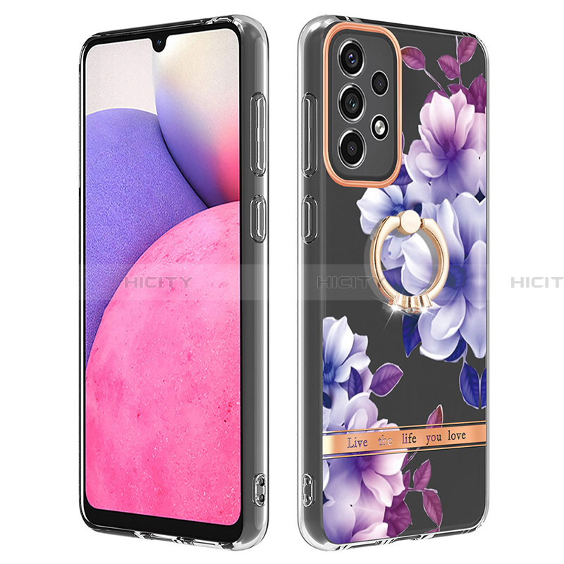 Coque Silicone Motif Fantaisie Souple Couleur Unie Etui Housse avec Support Bague Anneau Y06B pour Samsung Galaxy A33 5G Plus