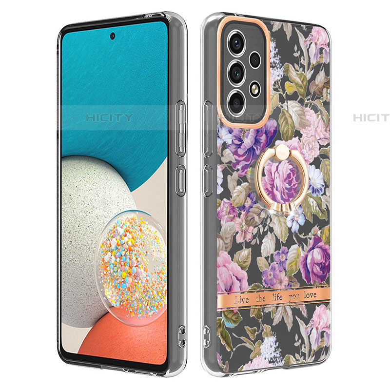 Coque Silicone Motif Fantaisie Souple Couleur Unie Etui Housse avec Support Bague Anneau Y06B pour Samsung Galaxy A53 5G Plus