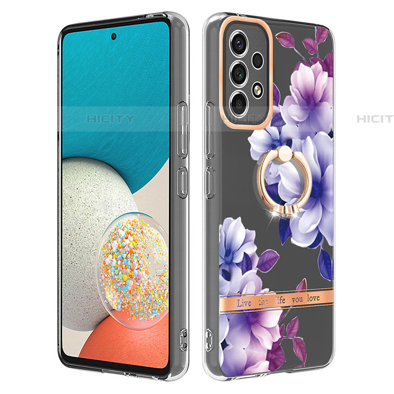 Coque Silicone Motif Fantaisie Souple Couleur Unie Etui Housse avec Support Bague Anneau Y06B pour Samsung Galaxy A53 5G Plus