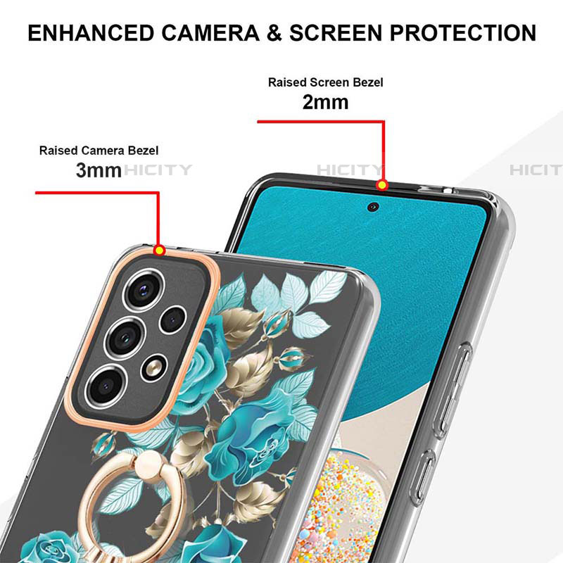 Coque Silicone Motif Fantaisie Souple Couleur Unie Etui Housse avec Support Bague Anneau Y06B pour Samsung Galaxy A53 5G Plus