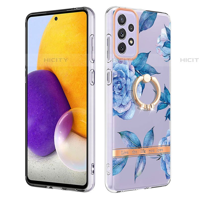 Coque Silicone Motif Fantaisie Souple Couleur Unie Etui Housse avec Support Bague Anneau Y06B pour Samsung Galaxy A73 5G Plus