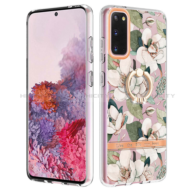 Coque Silicone Motif Fantaisie Souple Couleur Unie Etui Housse avec Support Bague Anneau Y06B pour Samsung Galaxy S20 5G Plus