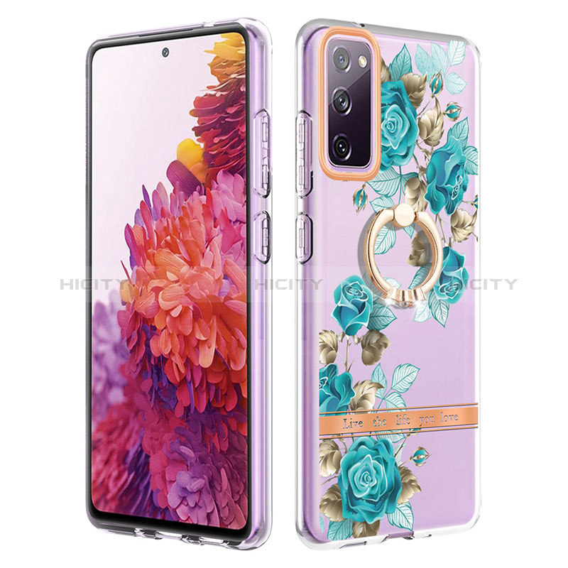 Coque Silicone Motif Fantaisie Souple Couleur Unie Etui Housse avec Support Bague Anneau Y06B pour Samsung Galaxy S20 FE 5G Plus