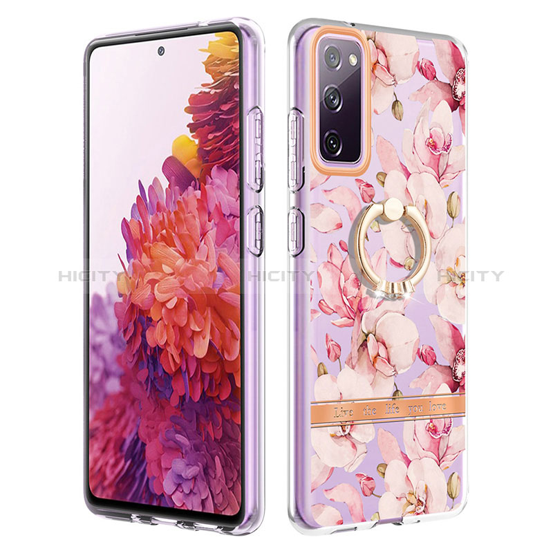 Coque Silicone Motif Fantaisie Souple Couleur Unie Etui Housse avec Support Bague Anneau Y06B pour Samsung Galaxy S20 Lite 5G Rose Plus