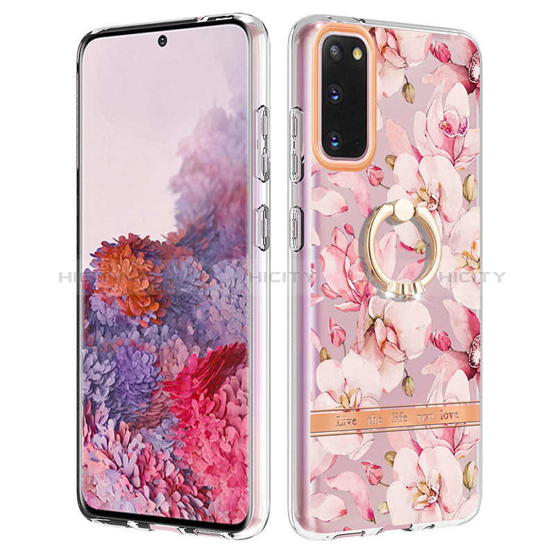 Coque Silicone Motif Fantaisie Souple Couleur Unie Etui Housse avec Support Bague Anneau Y06B pour Samsung Galaxy S20 Plus