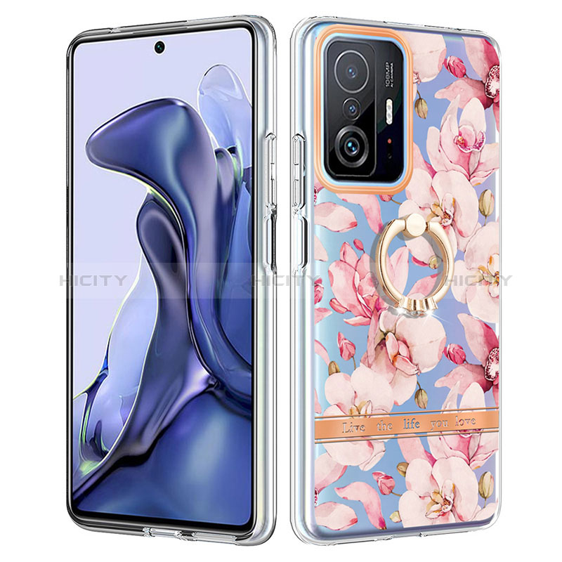 Coque Silicone Motif Fantaisie Souple Couleur Unie Etui Housse avec Support Bague Anneau Y06B pour Xiaomi Mi 11T 5G Plus