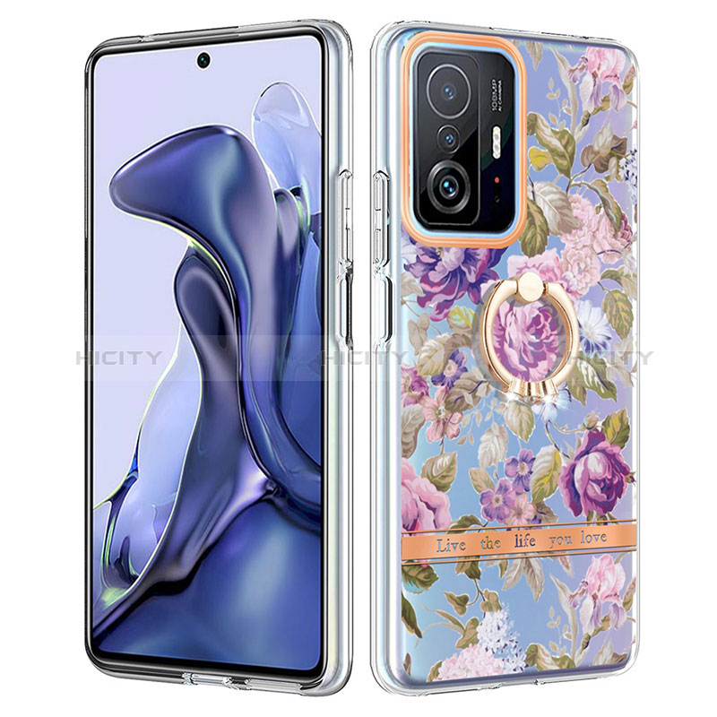 Coque Silicone Motif Fantaisie Souple Couleur Unie Etui Housse avec Support Bague Anneau Y06B pour Xiaomi Mi 11T 5G Plus