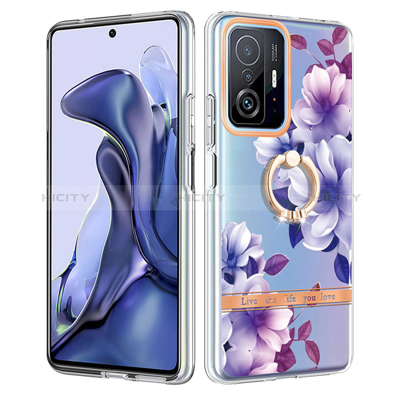 Coque Silicone Motif Fantaisie Souple Couleur Unie Etui Housse avec Support Bague Anneau Y06B pour Xiaomi Mi 11T 5G Plus