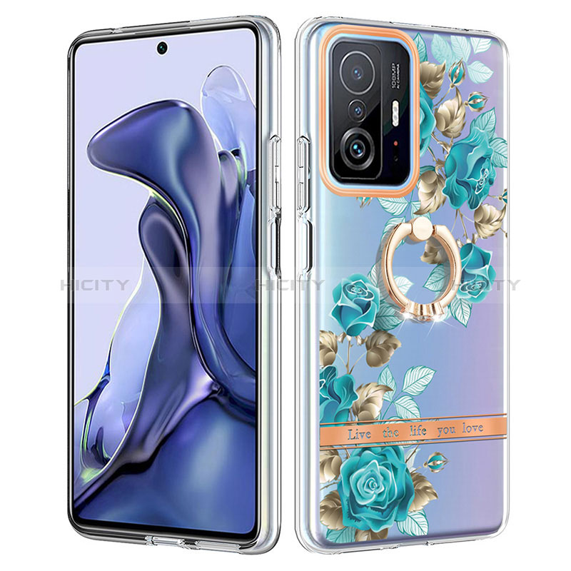 Coque Silicone Motif Fantaisie Souple Couleur Unie Etui Housse avec Support Bague Anneau Y06B pour Xiaomi Mi 11T 5G Plus