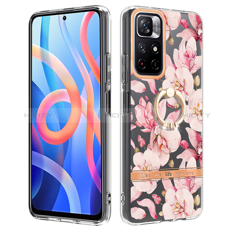 Coque Silicone Motif Fantaisie Souple Couleur Unie Etui Housse avec Support Bague Anneau Y06B pour Xiaomi Poco M4 Pro 5G Plus