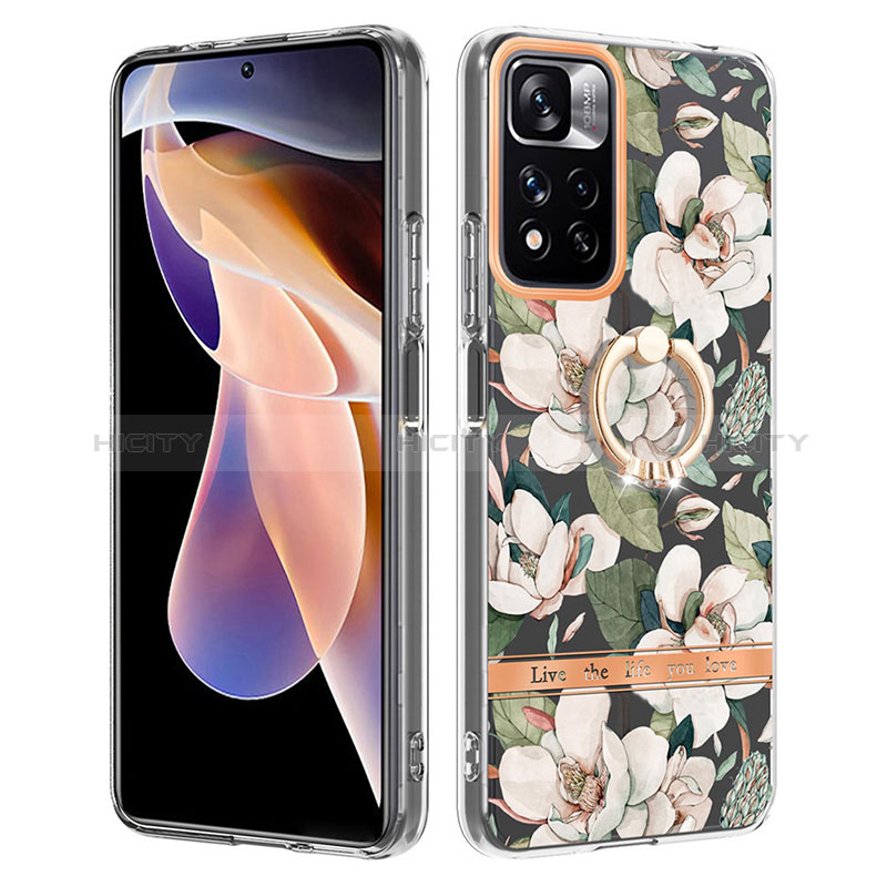 Coque Silicone Motif Fantaisie Souple Couleur Unie Etui Housse avec Support Bague Anneau Y06B pour Xiaomi Poco X4 NFC Plus