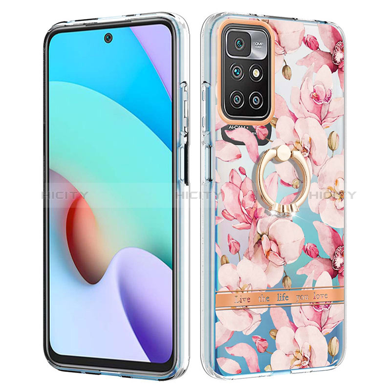 Coque Silicone Motif Fantaisie Souple Couleur Unie Etui Housse avec Support Bague Anneau Y06B pour Xiaomi Redmi 10 (2022) Plus