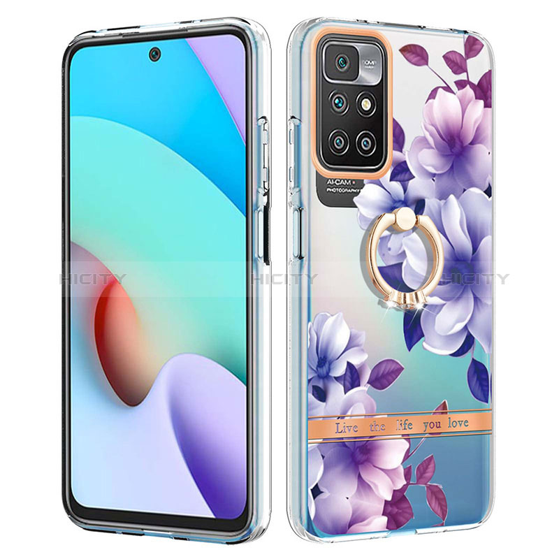 Coque Silicone Motif Fantaisie Souple Couleur Unie Etui Housse avec Support Bague Anneau Y06B pour Xiaomi Redmi 10 (2022) Plus