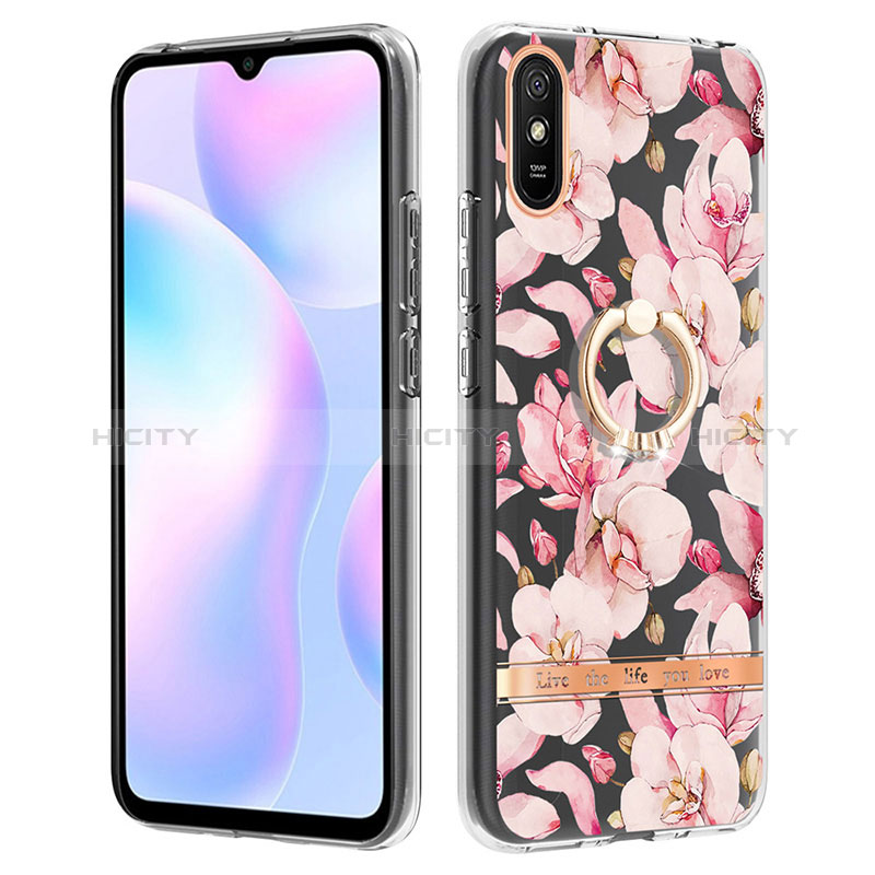 Coque Silicone Motif Fantaisie Souple Couleur Unie Etui Housse avec Support Bague Anneau Y06B pour Xiaomi Redmi 9i Plus