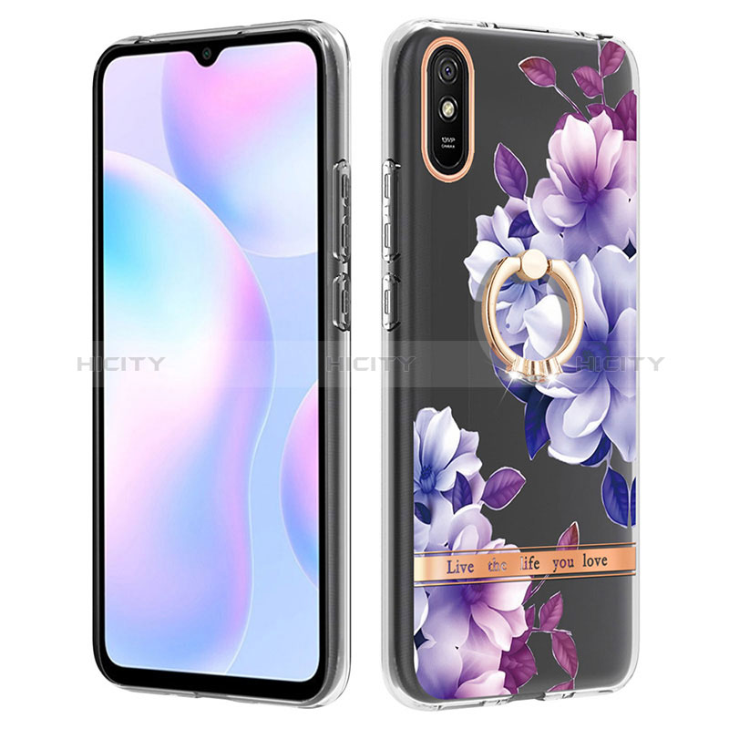 Coque Silicone Motif Fantaisie Souple Couleur Unie Etui Housse avec Support Bague Anneau Y06B pour Xiaomi Redmi 9i Plus