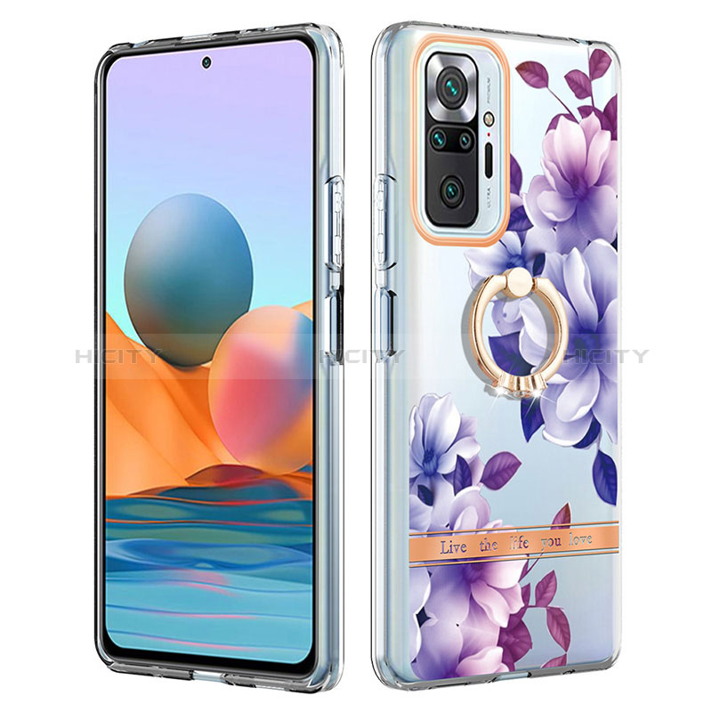 Coque Silicone Motif Fantaisie Souple Couleur Unie Etui Housse avec Support Bague Anneau Y06B pour Xiaomi Redmi Note 10 Pro 4G Plus