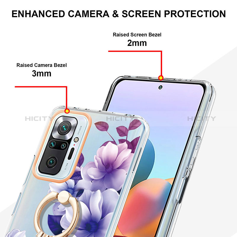 Coque Silicone Motif Fantaisie Souple Couleur Unie Etui Housse avec Support Bague Anneau Y06B pour Xiaomi Redmi Note 10 Pro Max Plus