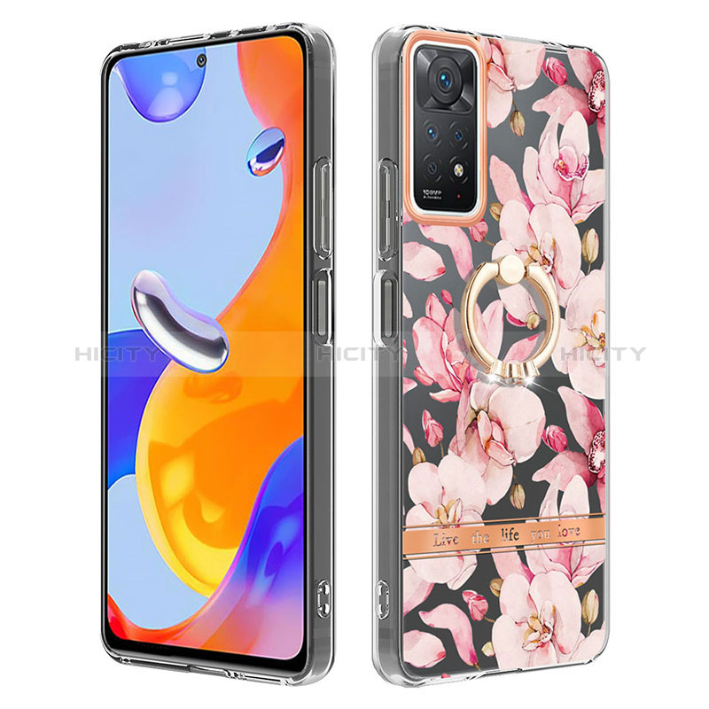 Coque Silicone Motif Fantaisie Souple Couleur Unie Etui Housse avec Support Bague Anneau Y06B pour Xiaomi Redmi Note 11 Pro 5G Plus