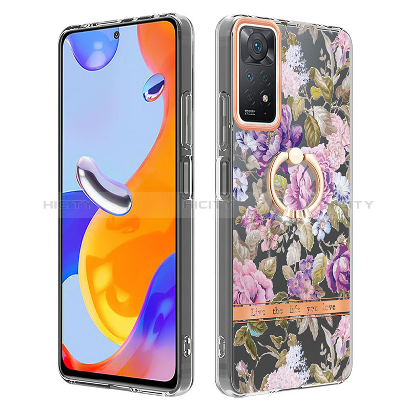 Coque Silicone Motif Fantaisie Souple Couleur Unie Etui Housse avec Support Bague Anneau Y06B pour Xiaomi Redmi Note 11 Pro 5G Plus