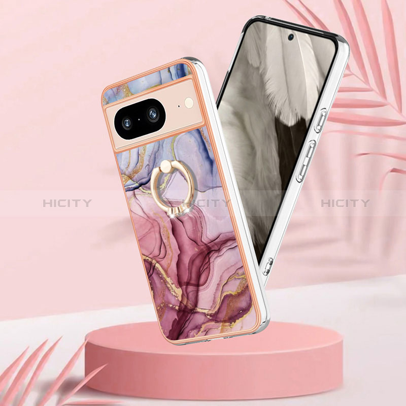 Coque Silicone Motif Fantaisie Souple Couleur Unie Etui Housse avec Support Bague Anneau YB1 pour Google Pixel 8 5G Plus