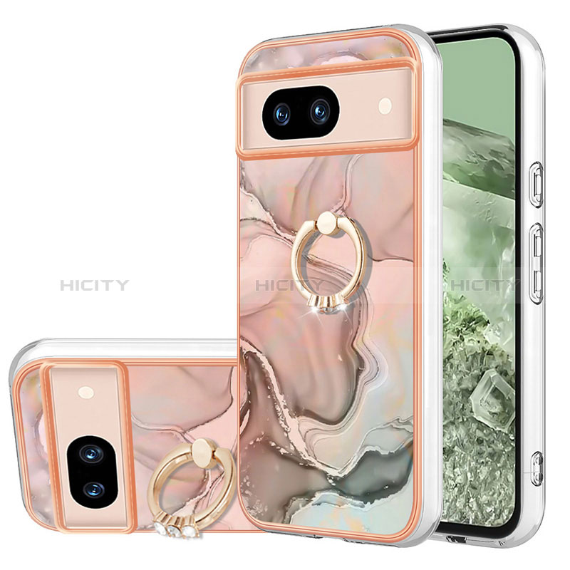 Coque Silicone Motif Fantaisie Souple Couleur Unie Etui Housse avec Support Bague Anneau YB1 pour Google Pixel 8a 5G Mixte Plus