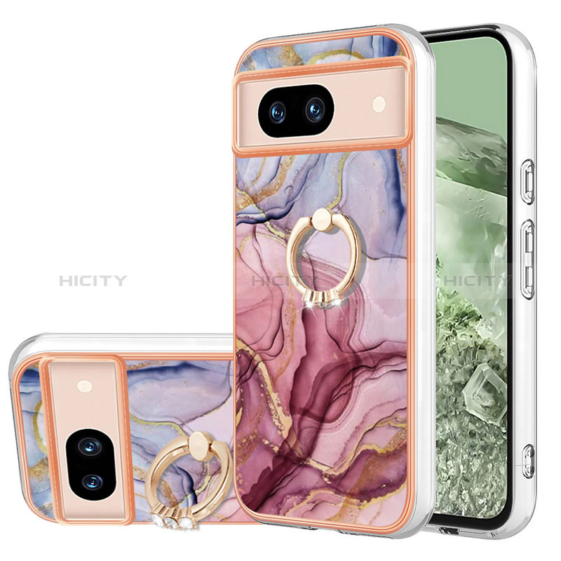 Coque Silicone Motif Fantaisie Souple Couleur Unie Etui Housse avec Support Bague Anneau YB1 pour Google Pixel 8a 5G Plus