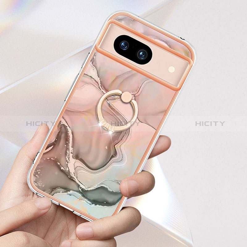 Coque Silicone Motif Fantaisie Souple Couleur Unie Etui Housse avec Support Bague Anneau YB1 pour Google Pixel 8a 5G Plus