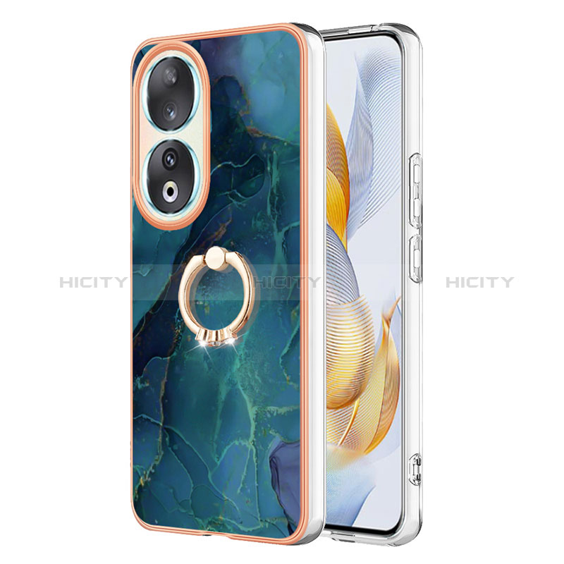 Coque Silicone Motif Fantaisie Souple Couleur Unie Etui Housse avec Support Bague Anneau YB1 pour Huawei Honor 90 5G Plus