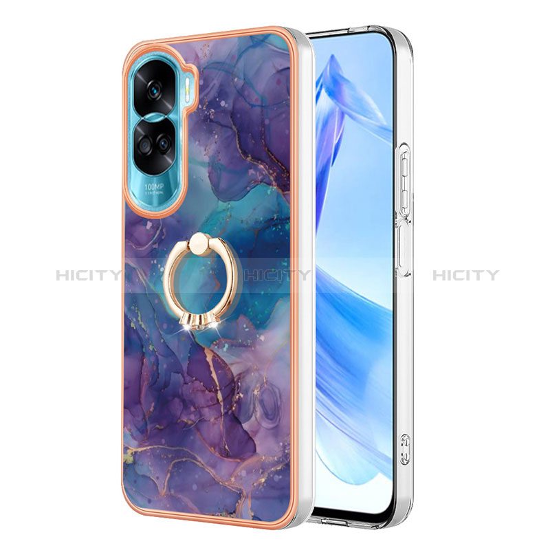 Coque Silicone Motif Fantaisie Souple Couleur Unie Etui Housse avec Support Bague Anneau YB1 pour Huawei Honor 90 Lite 5G Plus