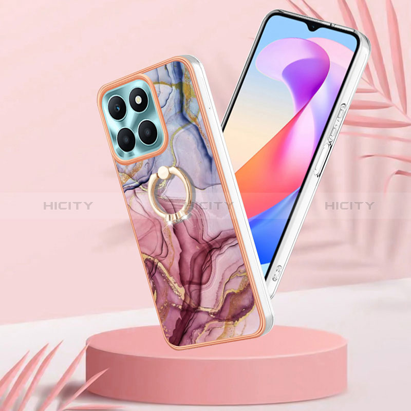 Coque Silicone Motif Fantaisie Souple Couleur Unie Etui Housse avec Support Bague Anneau YB1 pour Huawei Honor X6a Plus