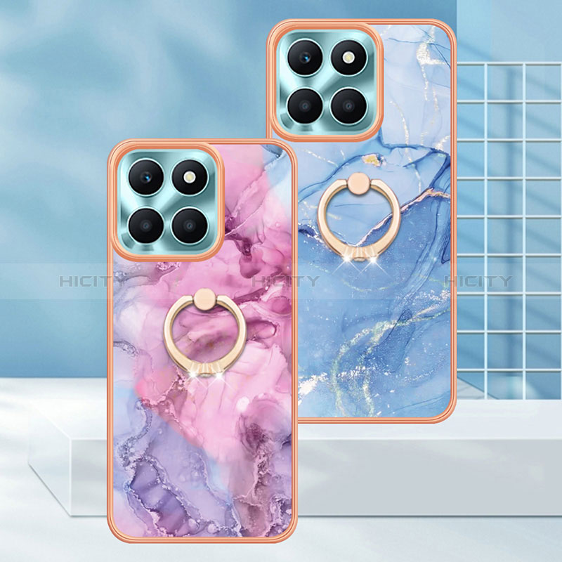 Coque Silicone Motif Fantaisie Souple Couleur Unie Etui Housse avec Support Bague Anneau YB1 pour Huawei Honor X6a Plus