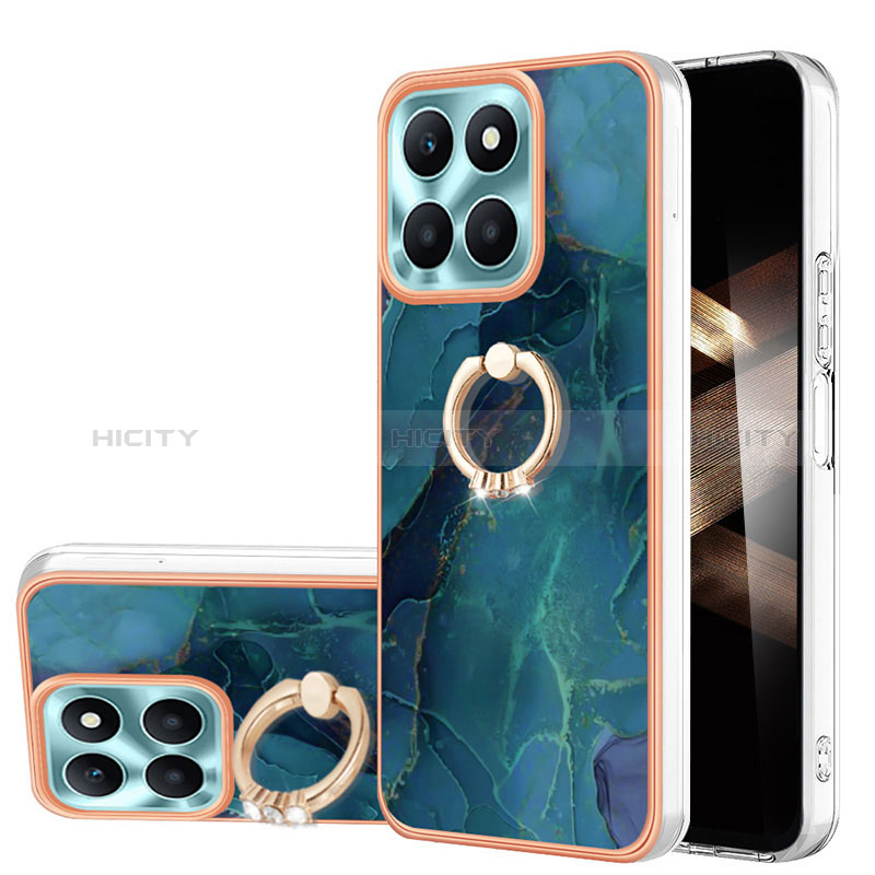 Coque Silicone Motif Fantaisie Souple Couleur Unie Etui Housse avec Support Bague Anneau YB1 pour Huawei Honor X8b Vert Plus