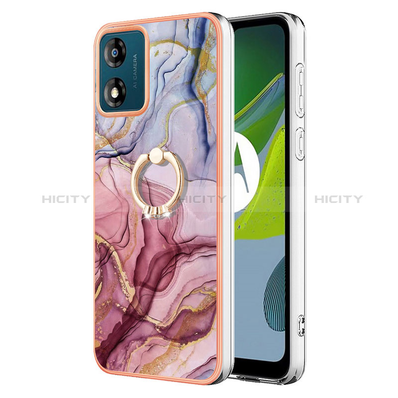 Coque Silicone Motif Fantaisie Souple Couleur Unie Etui Housse avec Support Bague Anneau YB1 pour Motorola Moto E13 Plus