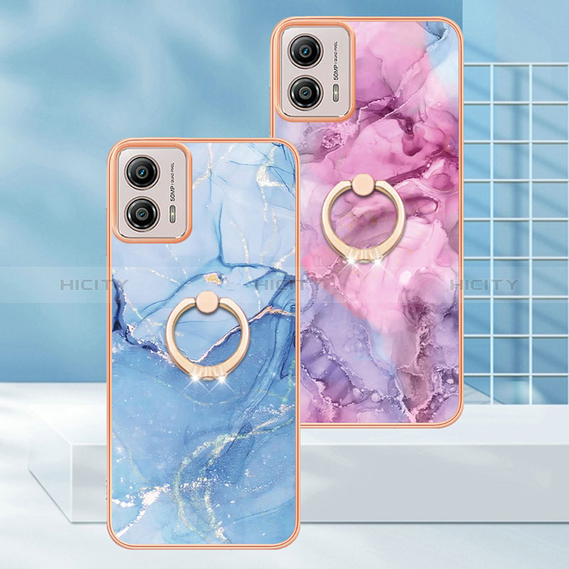 Coque Silicone Motif Fantaisie Souple Couleur Unie Etui Housse avec Support Bague Anneau YB1 pour Motorola Moto G53 5G Plus