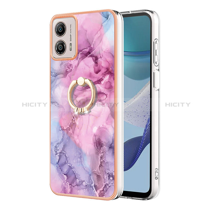 Coque Silicone Motif Fantaisie Souple Couleur Unie Etui Housse avec Support Bague Anneau YB1 pour Motorola Moto G53y 5G Plus