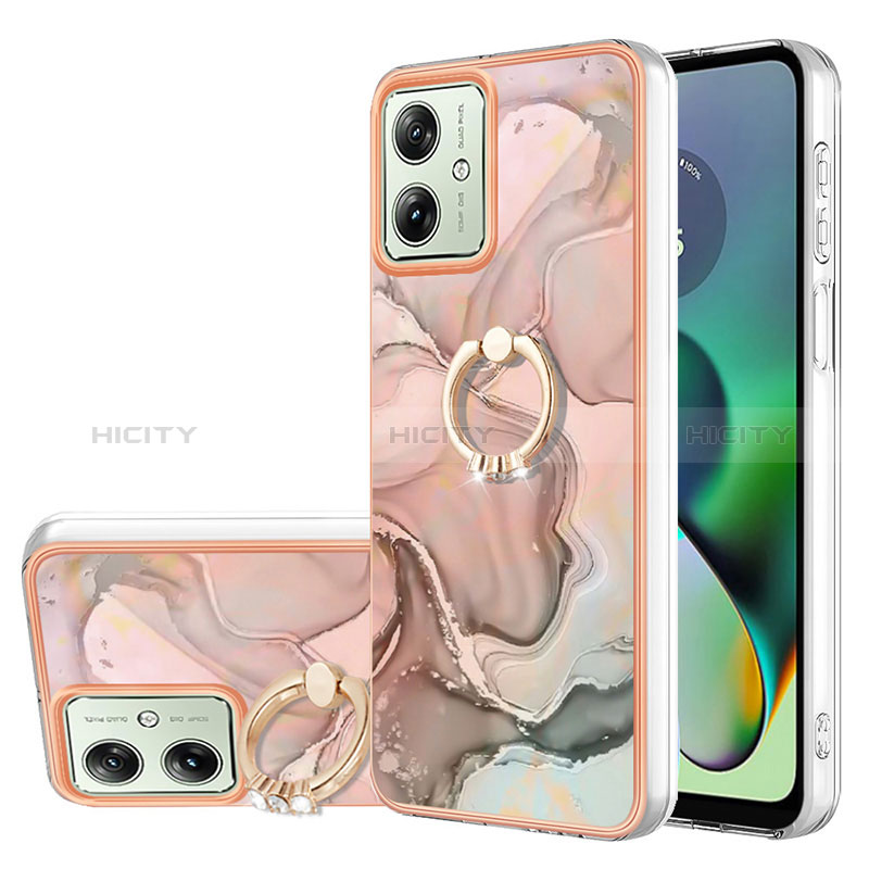 Coque Silicone Motif Fantaisie Souple Couleur Unie Etui Housse avec Support Bague Anneau YB1 pour Motorola Moto G54 5G Plus