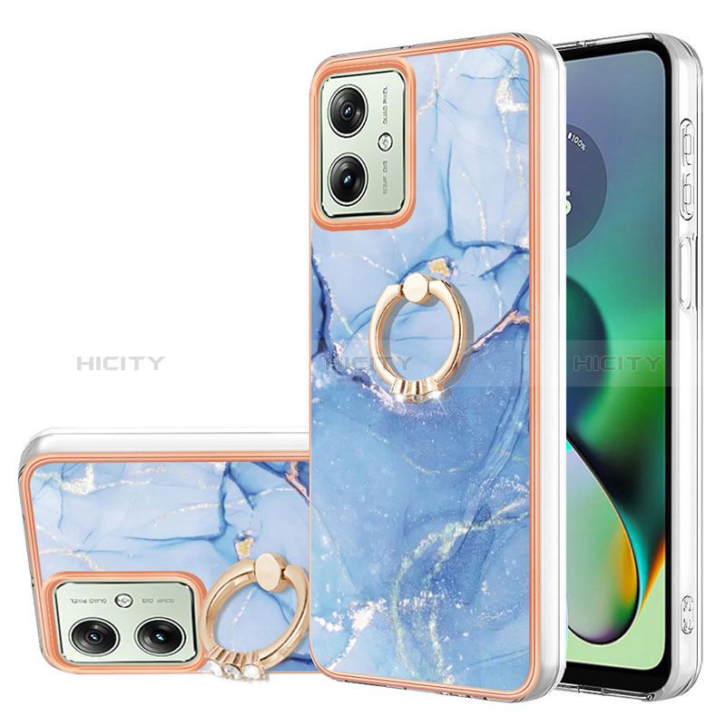 Coque Silicone Motif Fantaisie Souple Couleur Unie Etui Housse avec Support Bague Anneau YB1 pour Motorola Moto G54 5G Plus