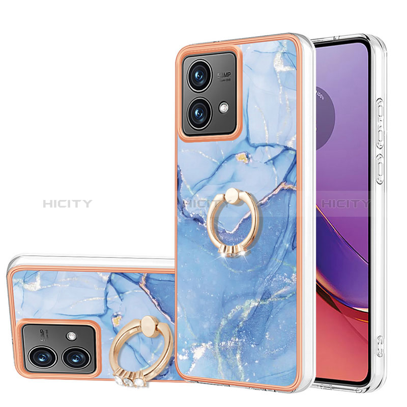 Coque Silicone Motif Fantaisie Souple Couleur Unie Etui Housse avec Support Bague Anneau YB1 pour Motorola Moto G84 5G Plus